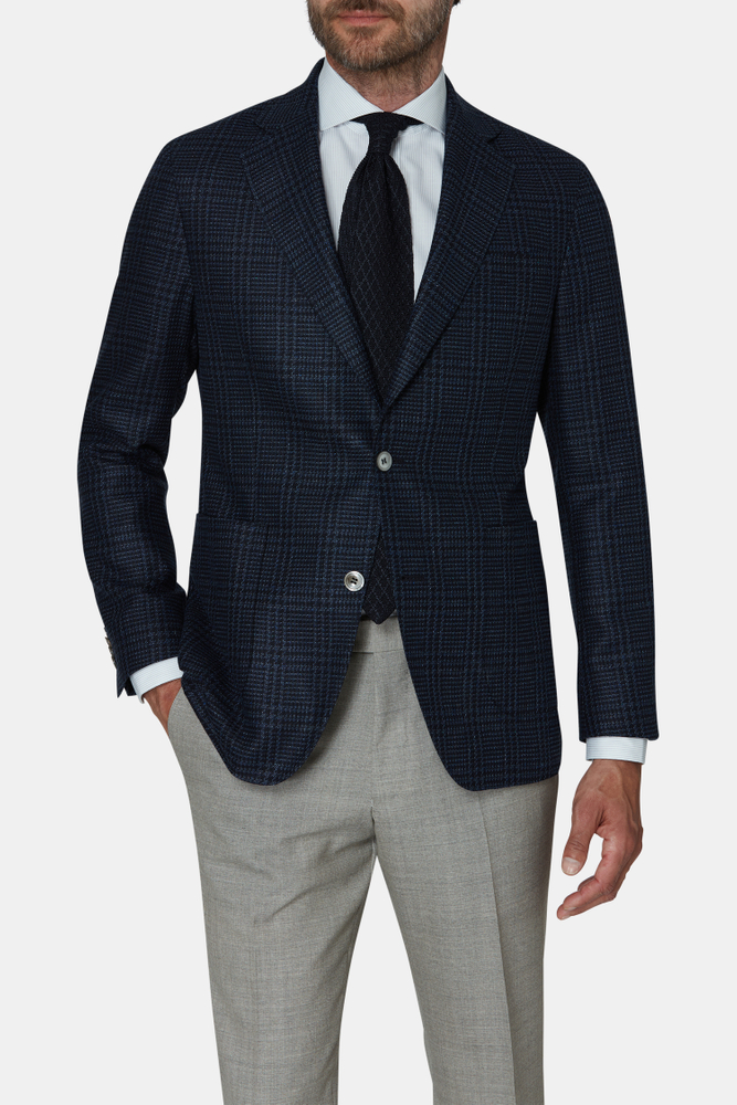 Regular Fit Glencheck Sidenblazer