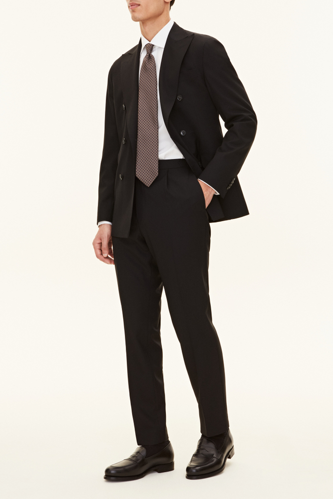 Regular Fit High Waist Microstructure Trousers