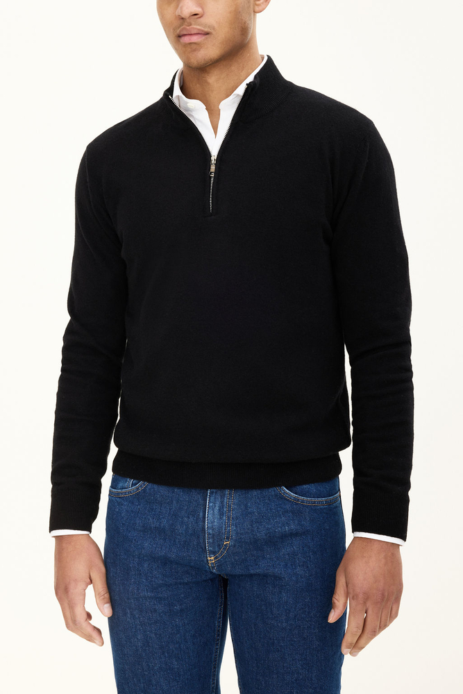 Regular Fit Half Zip Trøje Uld-Kashmir
