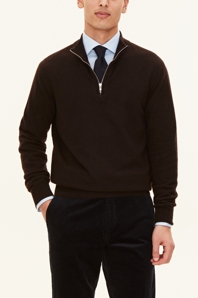 Regular Fit Half Zip Trøje Uld-Kashmir