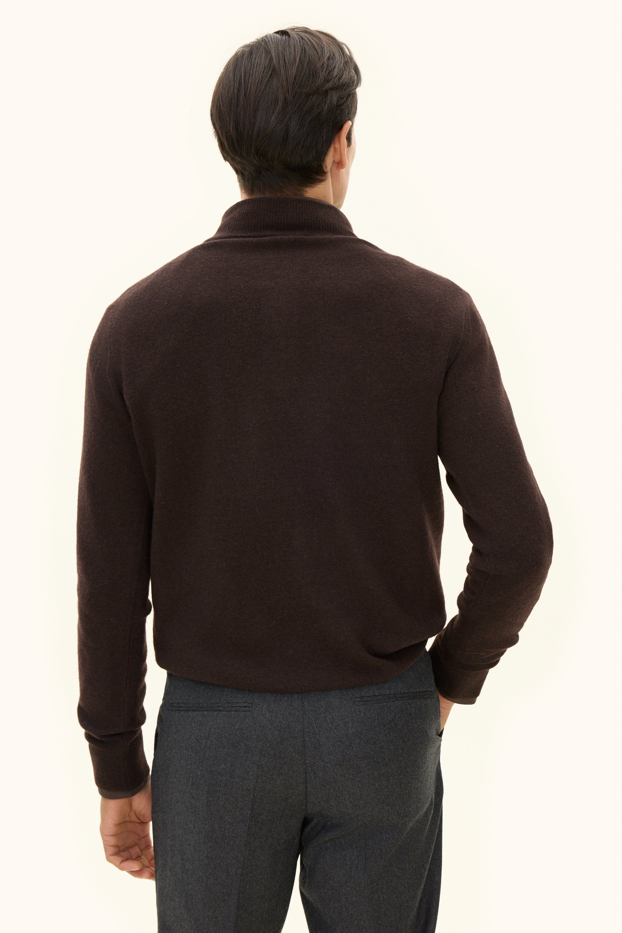 Regular Fit Half Zip Soft Wool Cashmere Sweater - Green | Oscar