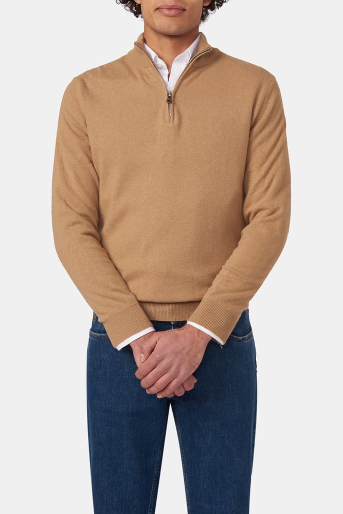 Regular Fit Half Zip Trøje Uld-Kashmir