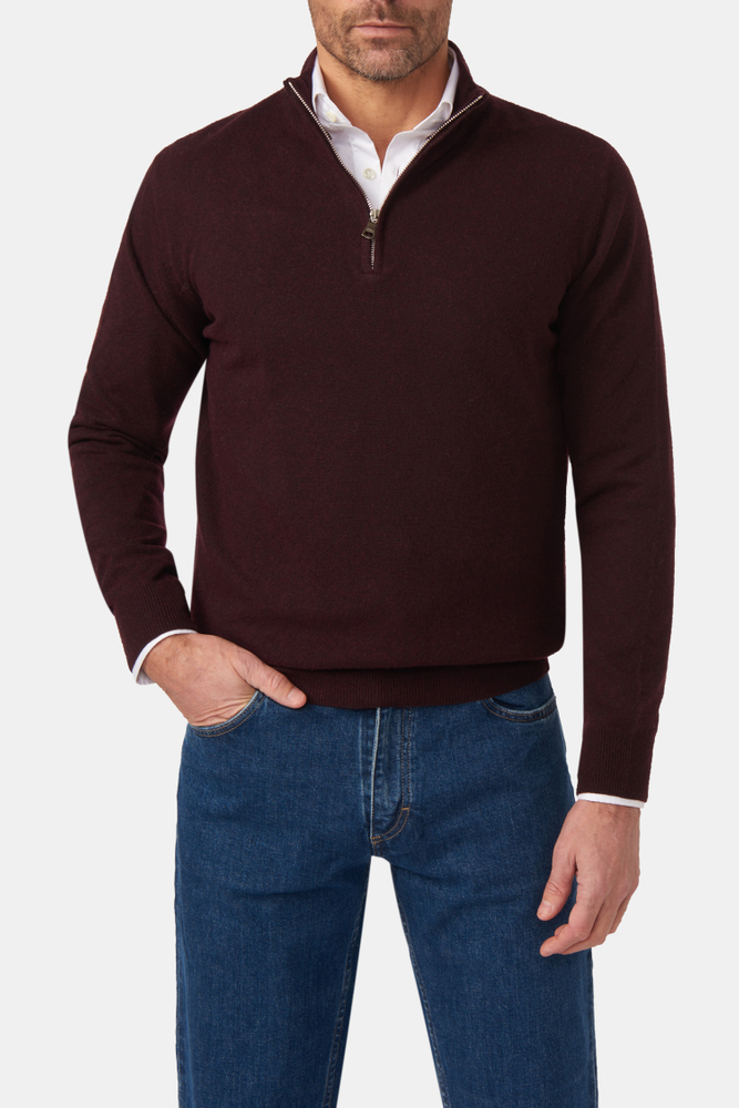Regular Fit Half Zip Trøje Uld-Kashmir