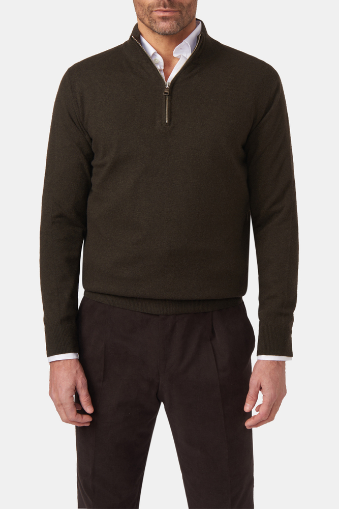 Regular Fit Half Zip Trøje Uld-Kashmir