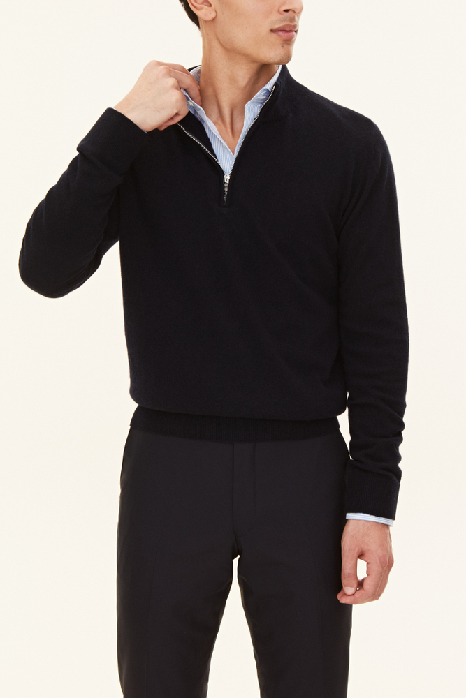 Regular Fit Half Zip Trøje Uld-Kashmir