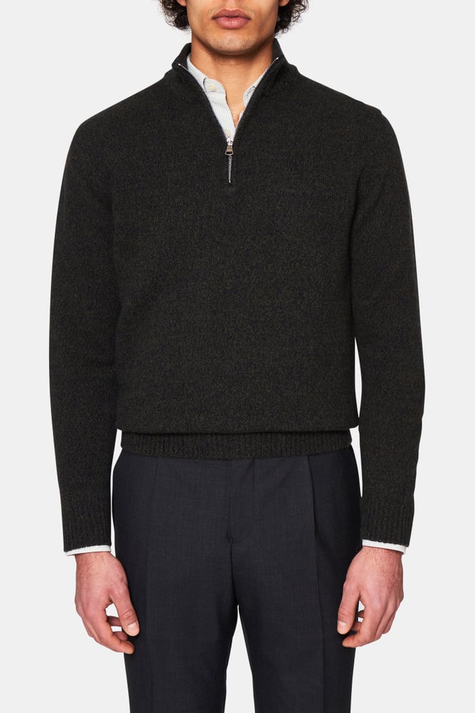 Regular Fit Half Zip Meleret Trøje