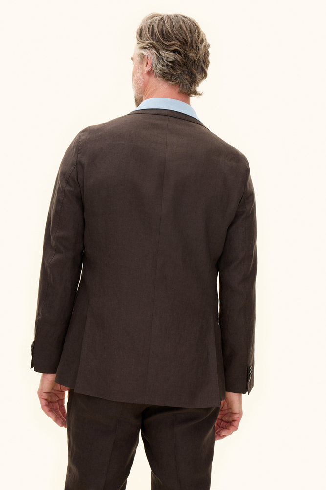 【BIAS】Classical Tailored Jacket Regular Fit Linen Blazer - Brown | Oscar Jacobson