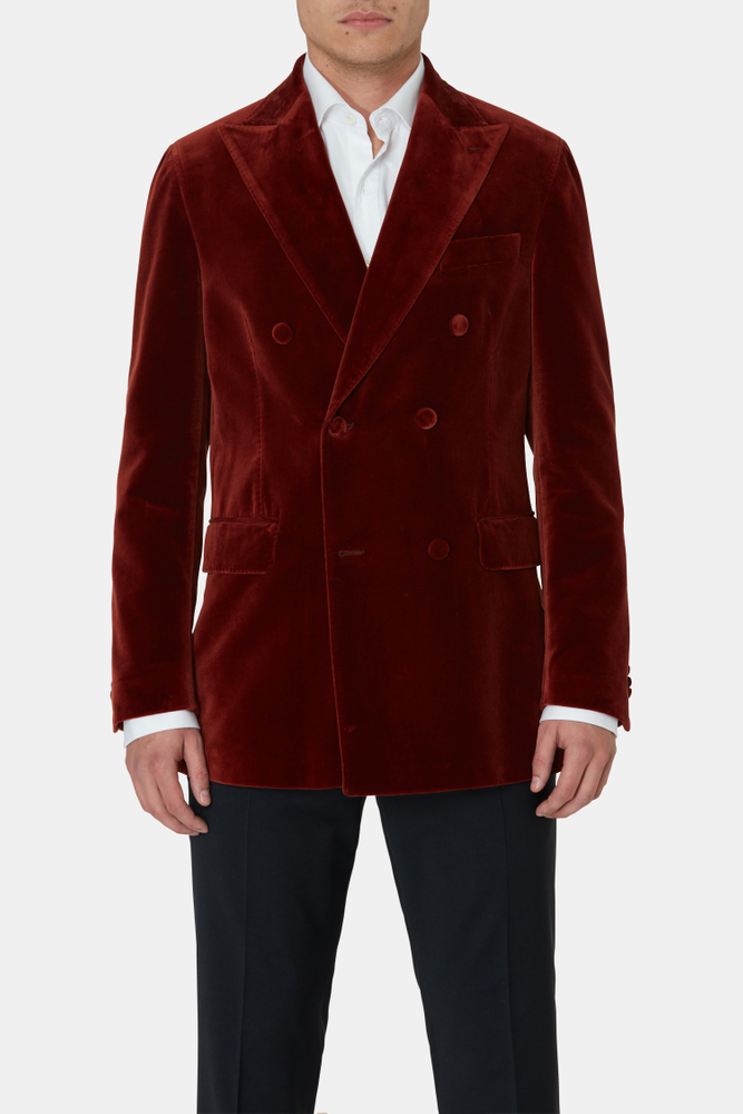 Regular Fit Dobbeltradet Velour Blazer