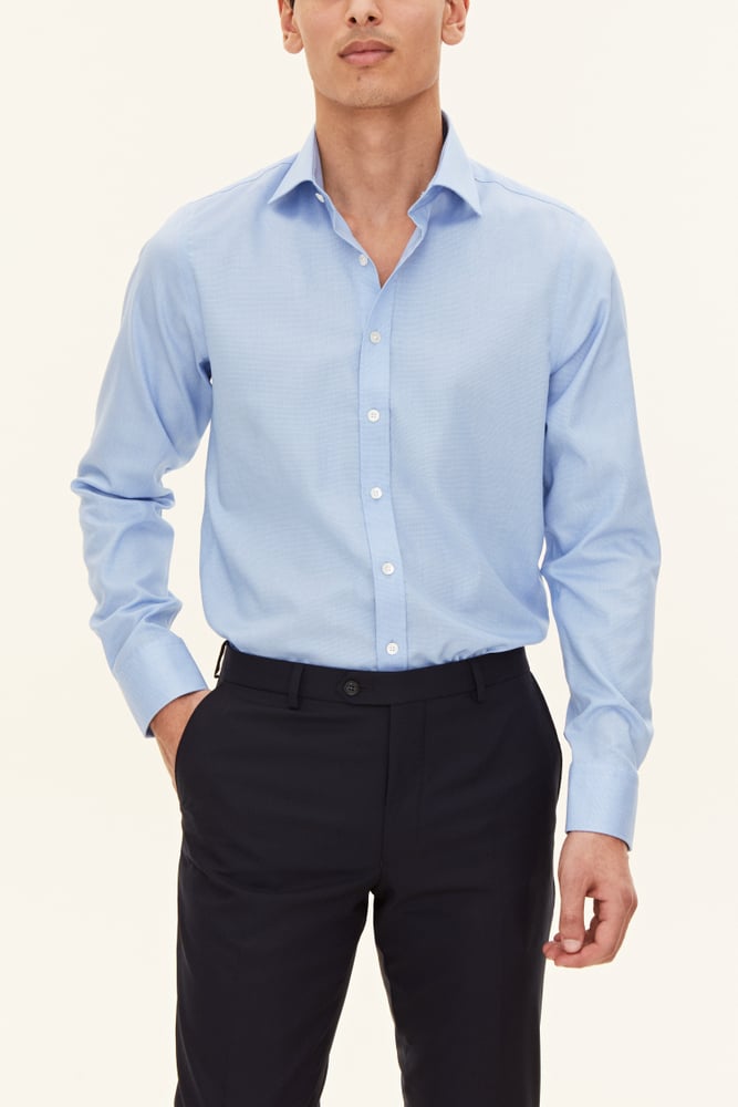 Slim Fit Cut Away Strygefri Bomullskjorte