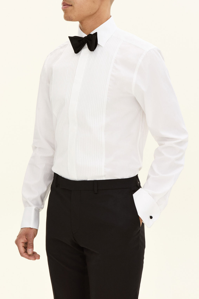 Regular Fit Cut Away Plisseret Smoking Skjorte Poplin