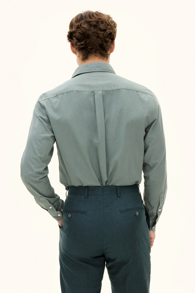 Regular Fit Wide Spread Collar Twill Shirt - Dark blue | Oscar