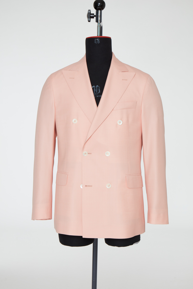 Regular Fit Double Breasted Microstructure Blazer