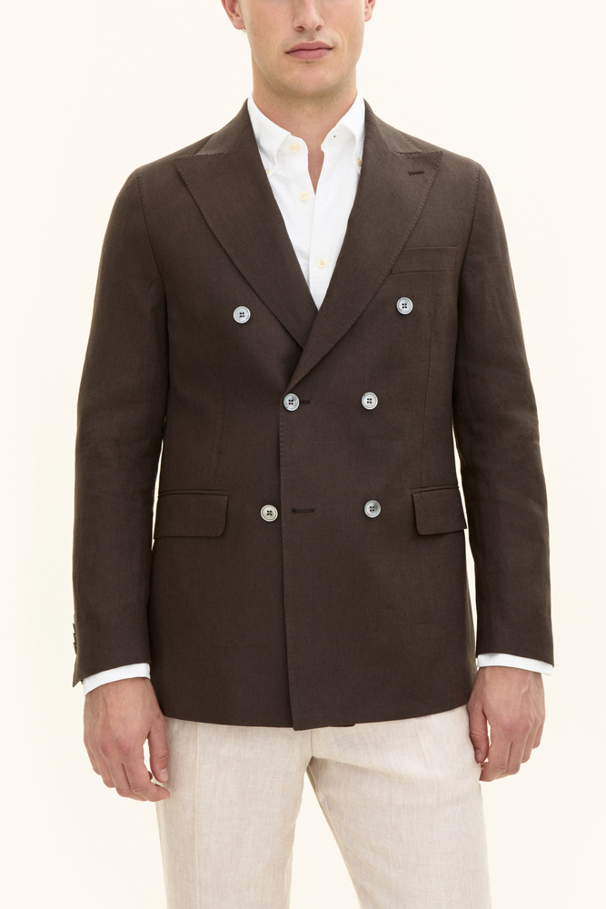 Regular Fit Dobbeltradet Hør Blazer