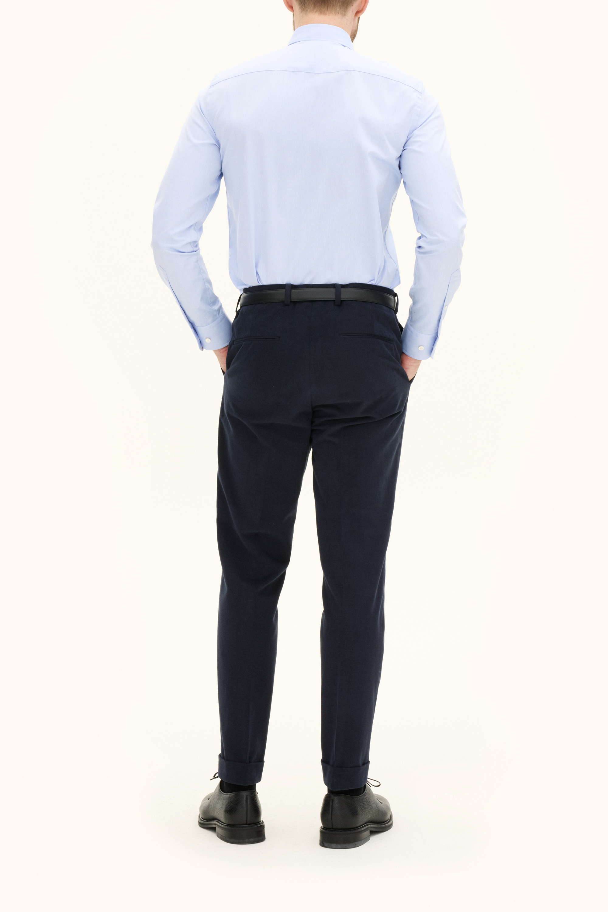 Slim Fit Brushed Wool Trousers - Brown | Oscar Jacobson