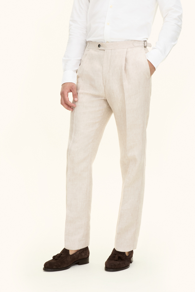 Regular Fit Linnebyxor Hög Midja