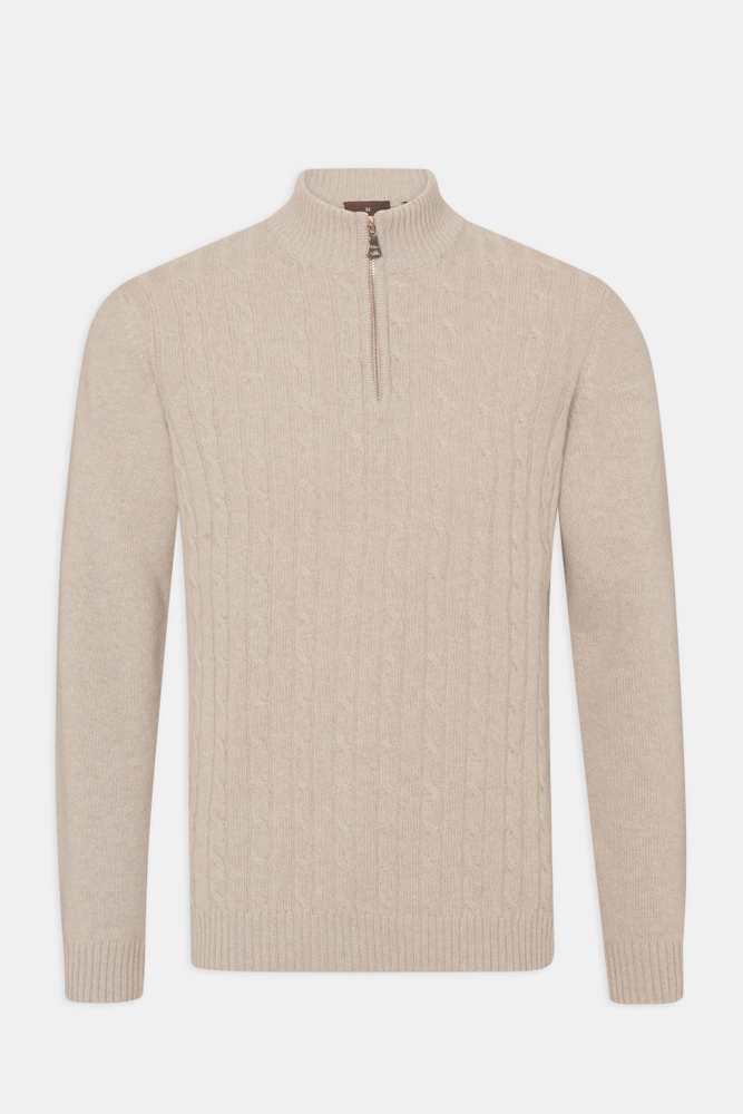 Jacob Zip-Up Knit Sweater with Luxurious Fur-Trimmed Collar main image 0