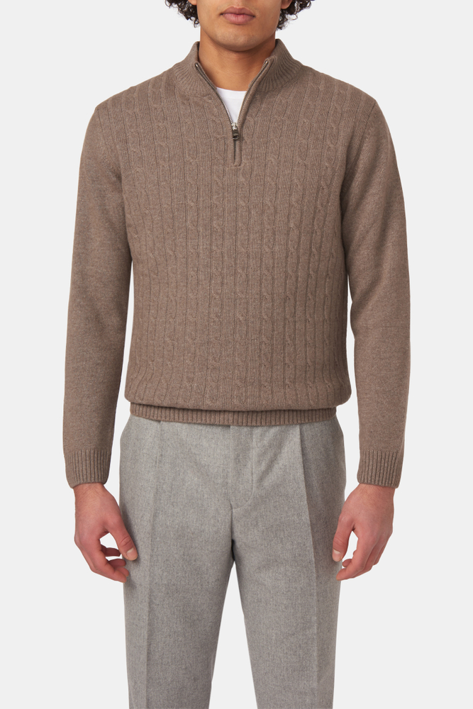 Regular Fit Half Zip Kabelstrikket Trøje