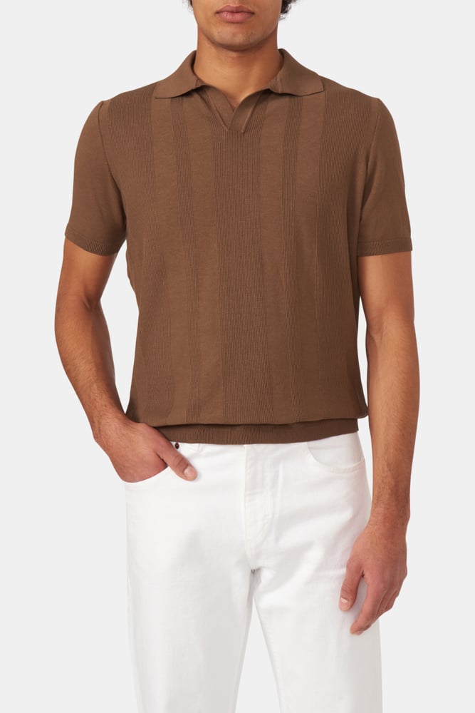 Slim Fit Strukturerad Stickad Polo