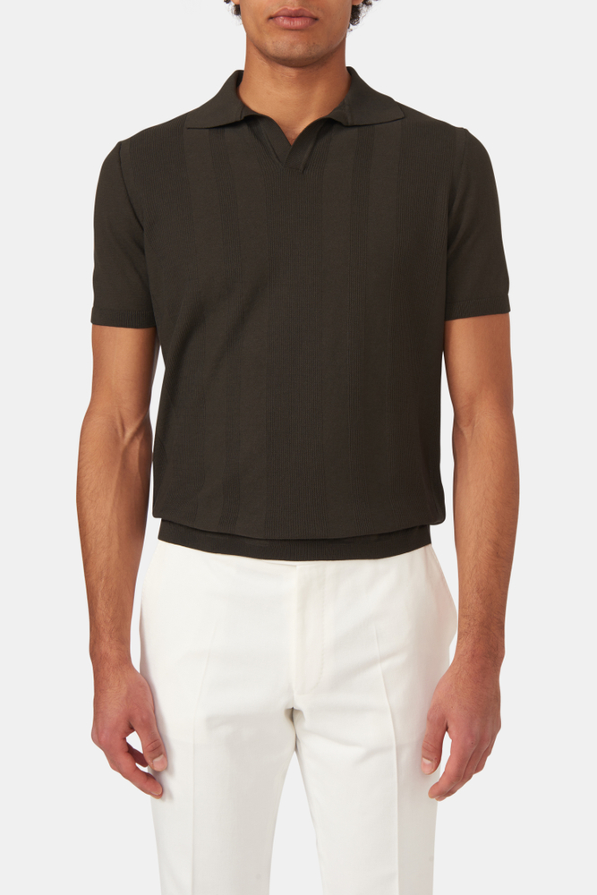 Slim Fit Strukturerad Stickad Polo