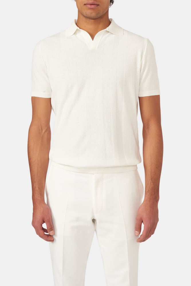 Slim Fit Strukturerad Stickad Polo