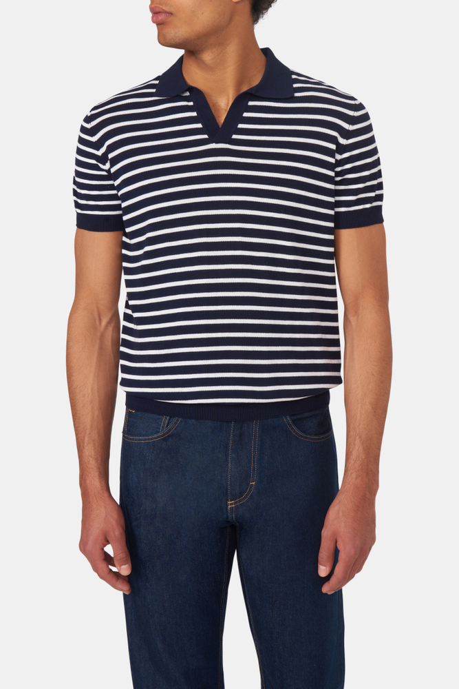 Regular Fit Stripet Strikket Polo