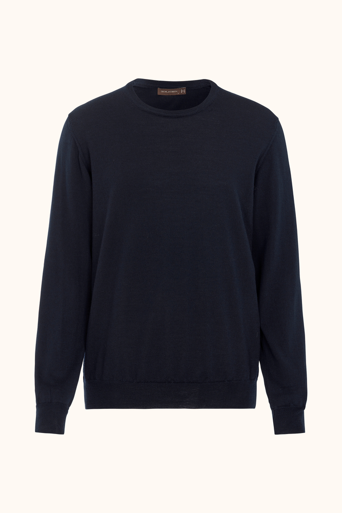 Slim Fit Rundhalset Trøje i Merinould