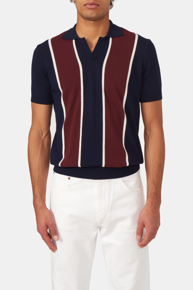 Slim Fit Stripet Strikket Polo