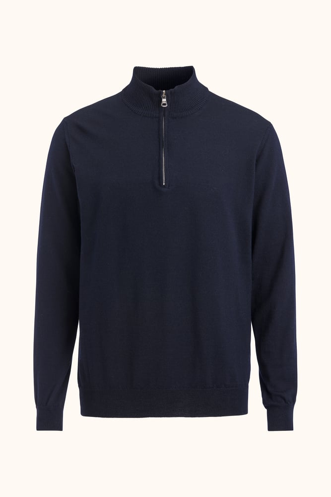 Regular Fit Half Zip Trøje Extra Fine Merinould