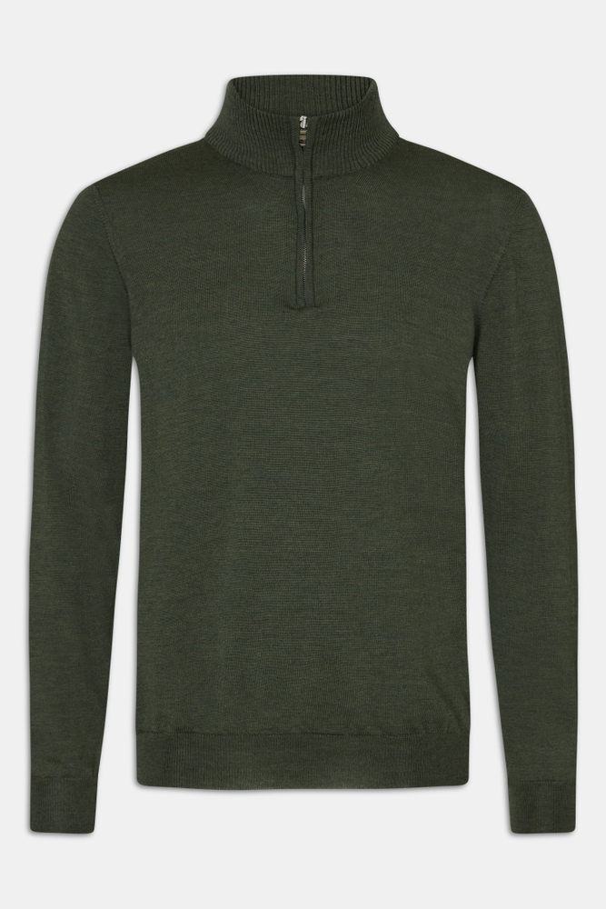 Regular Fit Half Zip Trøje Extra Fine Merinould