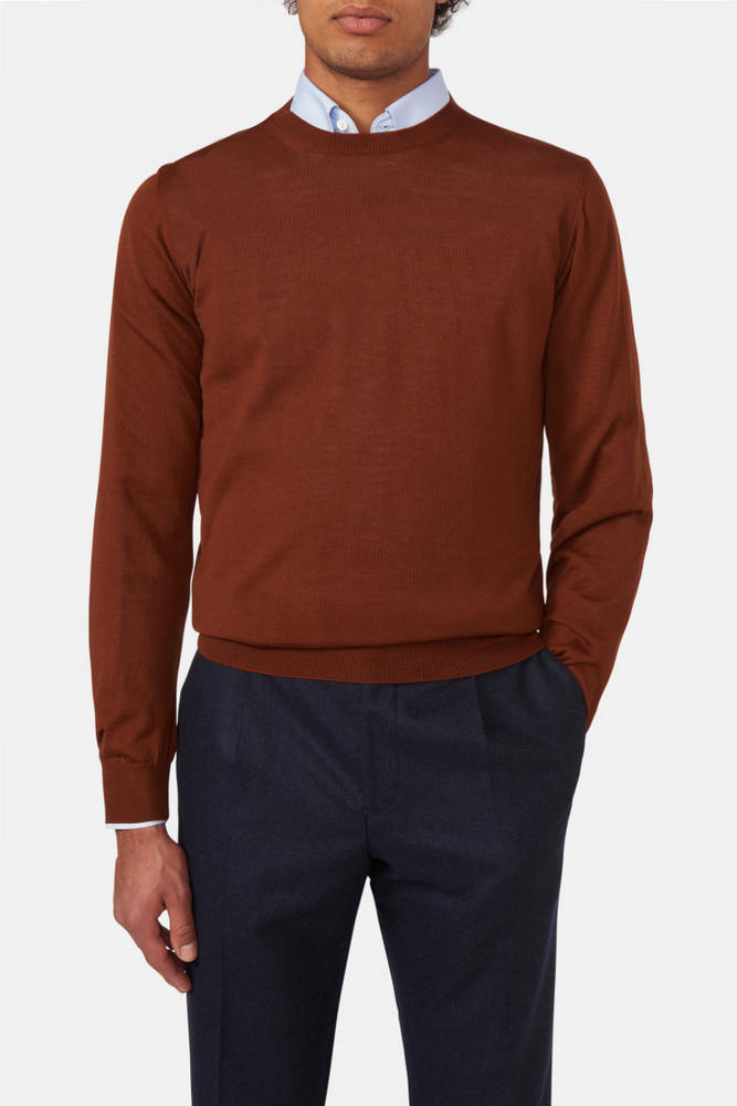 Slim Fit Rundhals Trøje Extra Fine Merinould