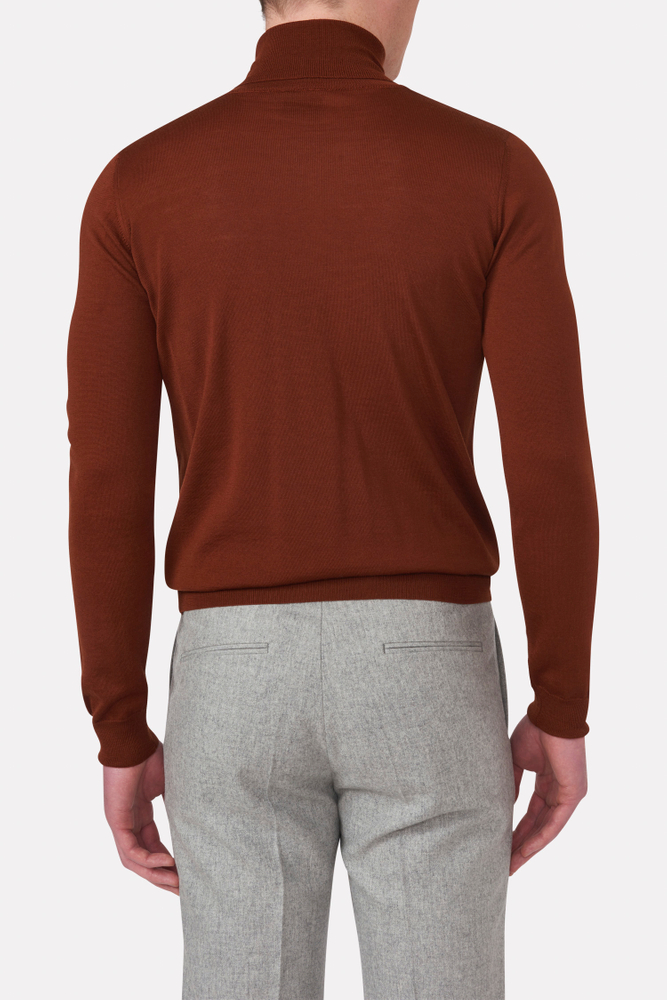 Slim Fit Pologenser Extra Fine Merinoull Oransje Oscar Jacobson