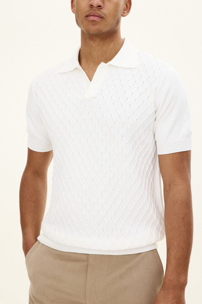 Slim Fit Strukturert Kabelstrikket Polo