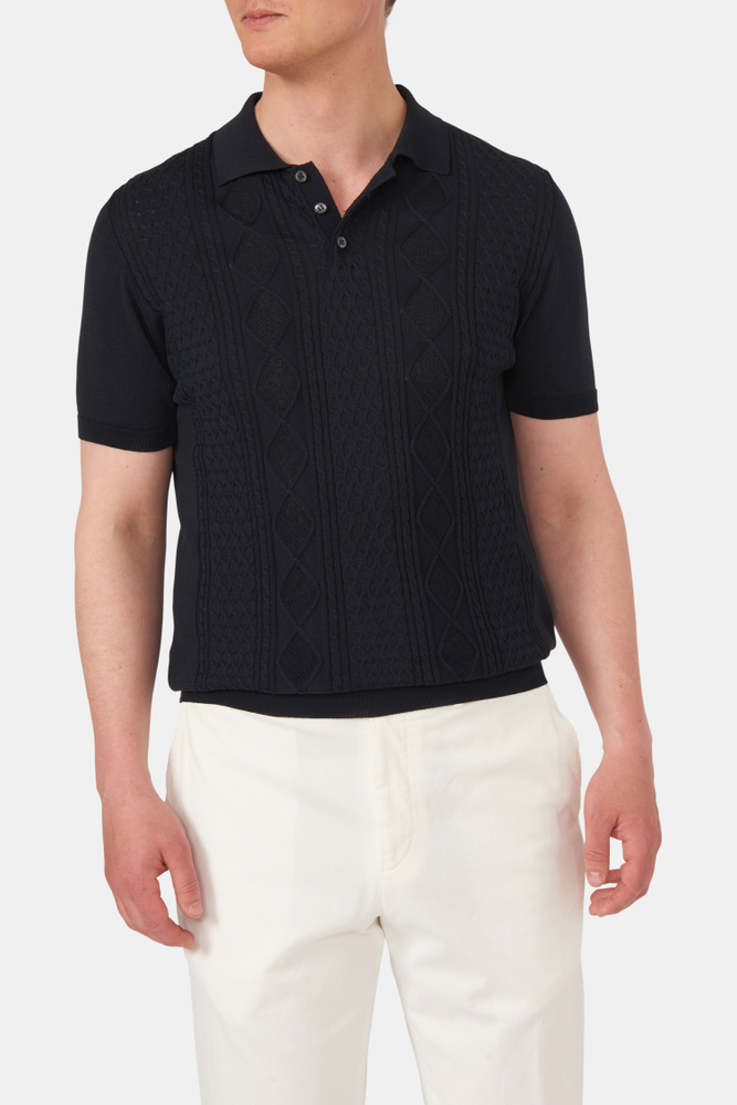 Slim Fit Strukturert Strikket Polo