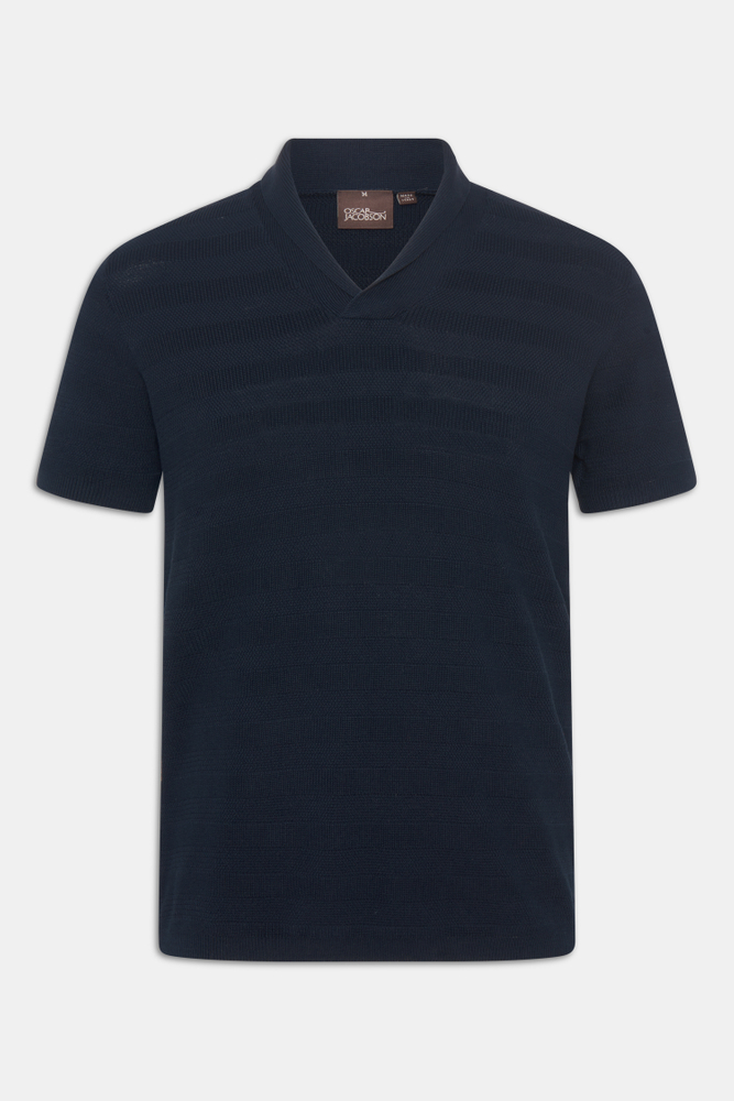 Regular Fit Tørklæderkrage Stripet Strikket Polo