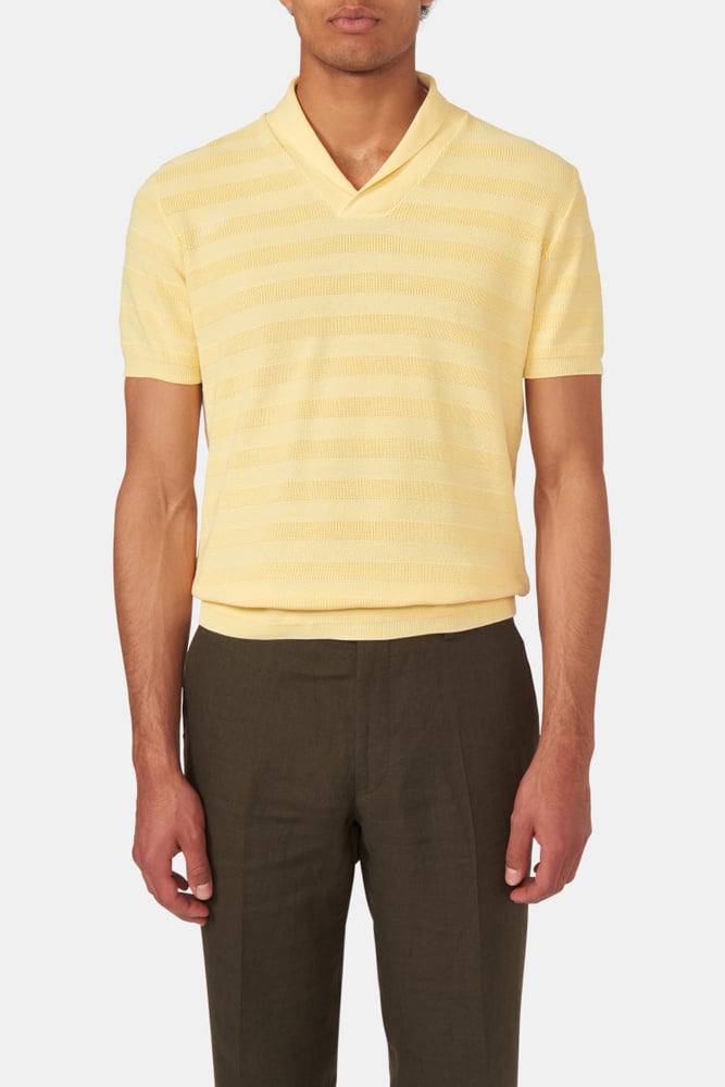 Regular Fit Tørklæderkrage Stripet Strikket Polo
