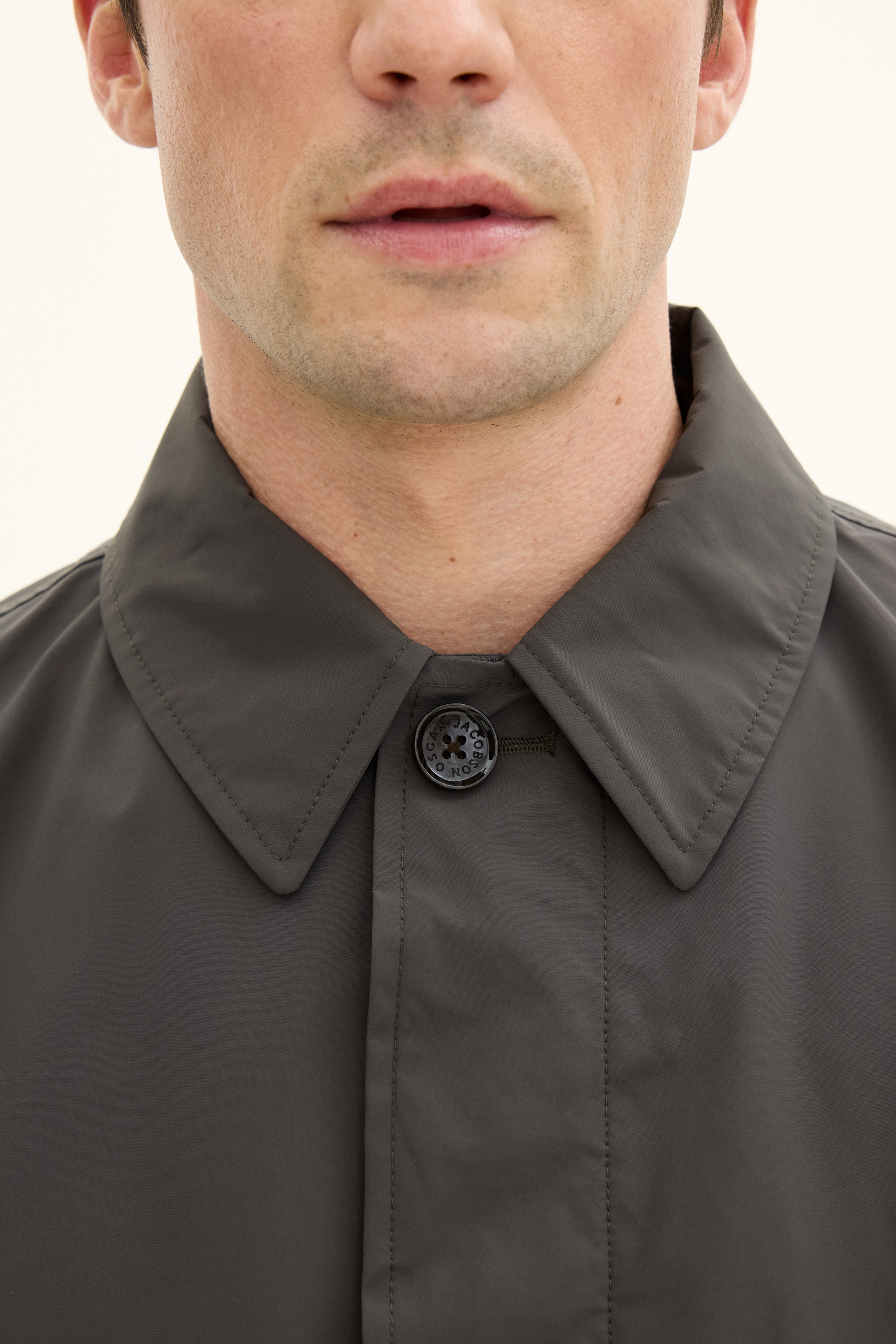 Nylon Shell Car Coat - Green | Oscar Jacobson