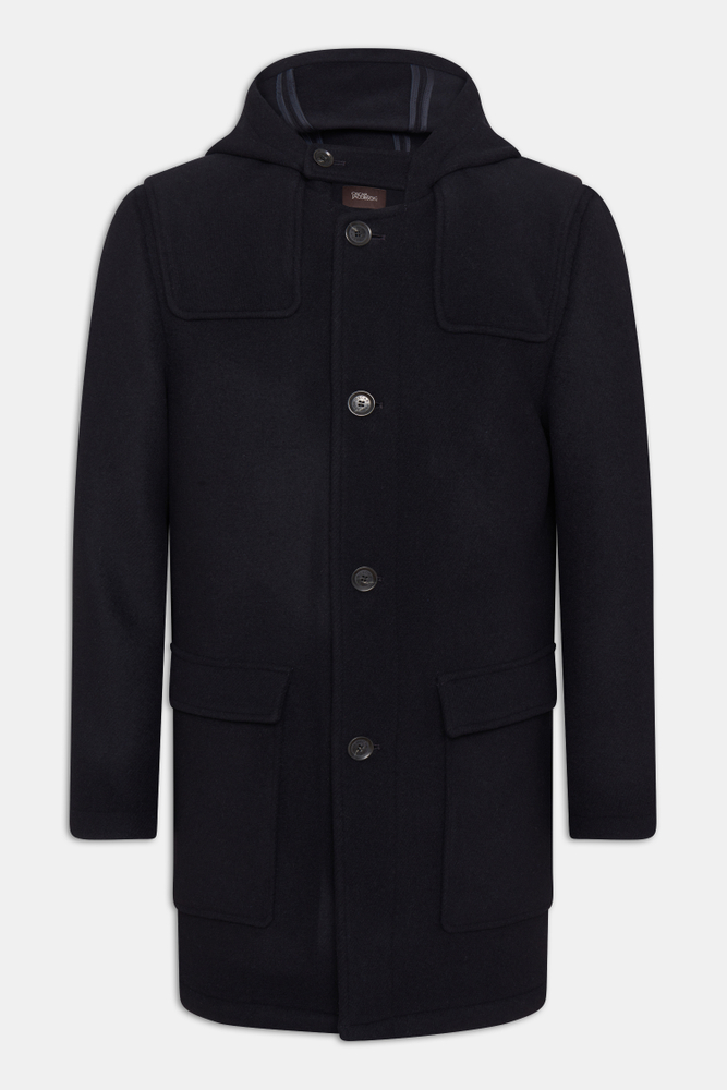 Duffle Brushed wool Coat - Dark blue | Oscar Jacobson