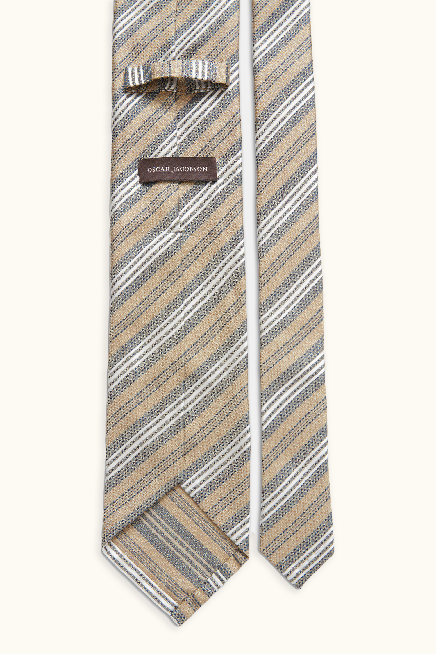7-Fold Regimental Stripe Silk Tie - Yellow | Oscar Jacobson