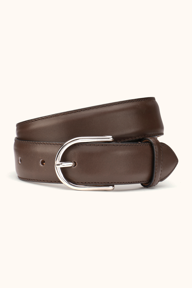 Round Buckle Boxcalf Belt