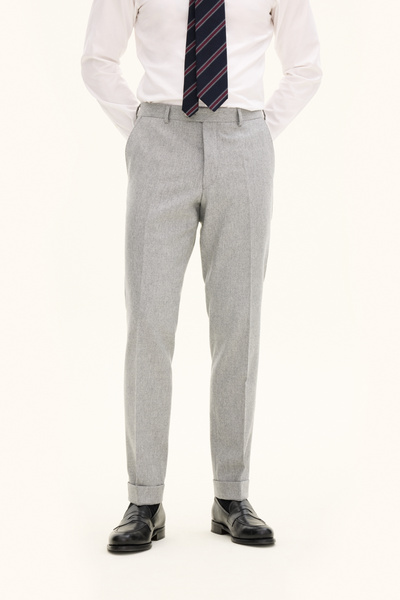Slim Fit Flannel Trousers - Light grey | Oscar Jacobson