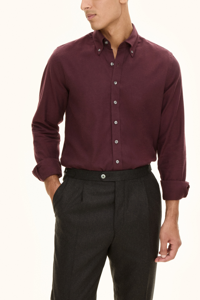 Slim Fit Button Down Flannelskjorte