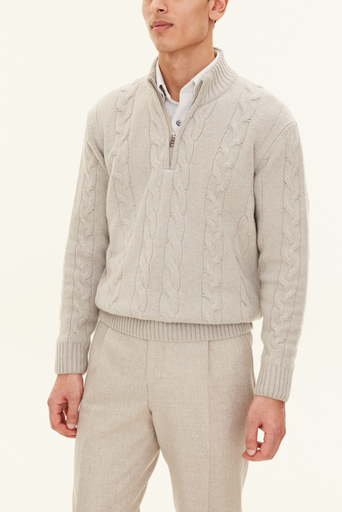 Regular Fit Half Zip Kabelstrikket Trøje