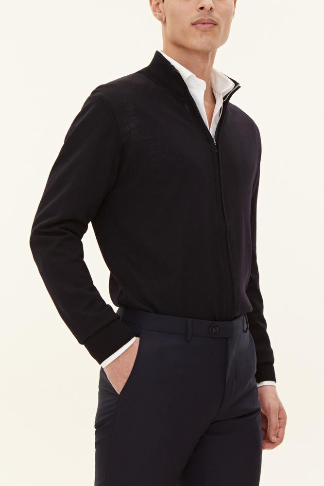 Regular Fit Cardigan i Fine Merinould