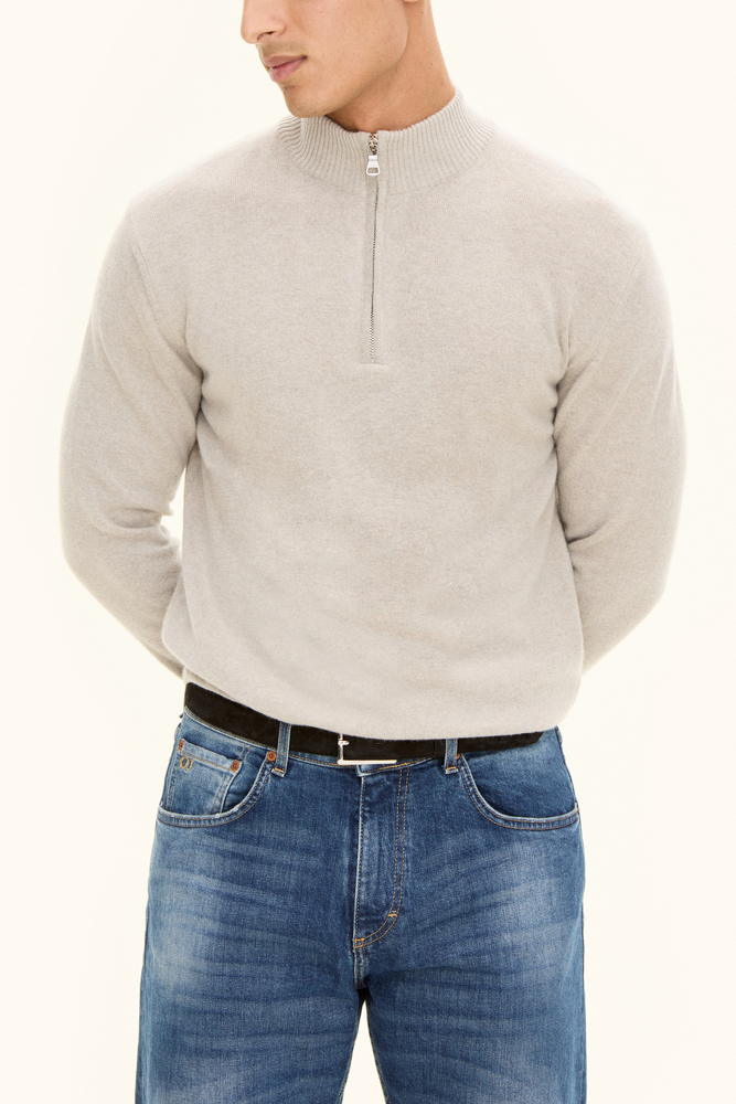 Regular Fit Half Zip Trøje Uldblanding