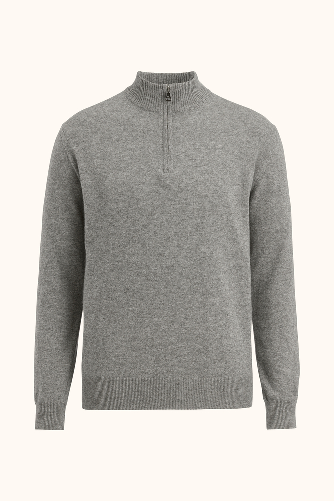 Regular Fit Half Zip Trøje Uldblanding