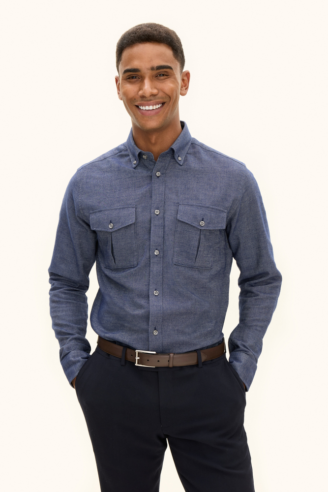 Regular Fit Button Down Skjorta Bomullstwill