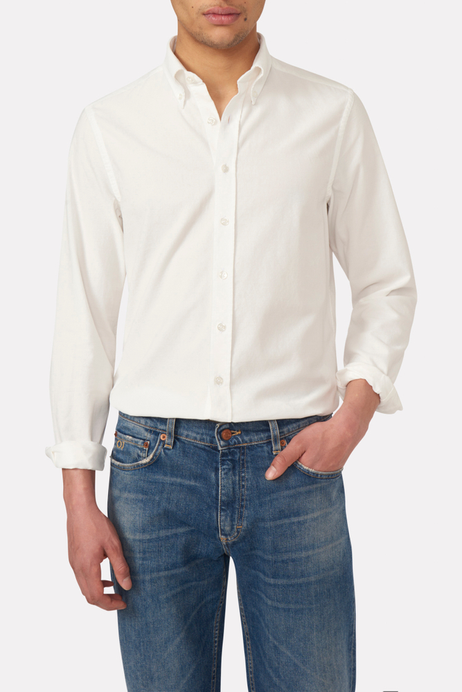 Button-down fløjlsskjorte
