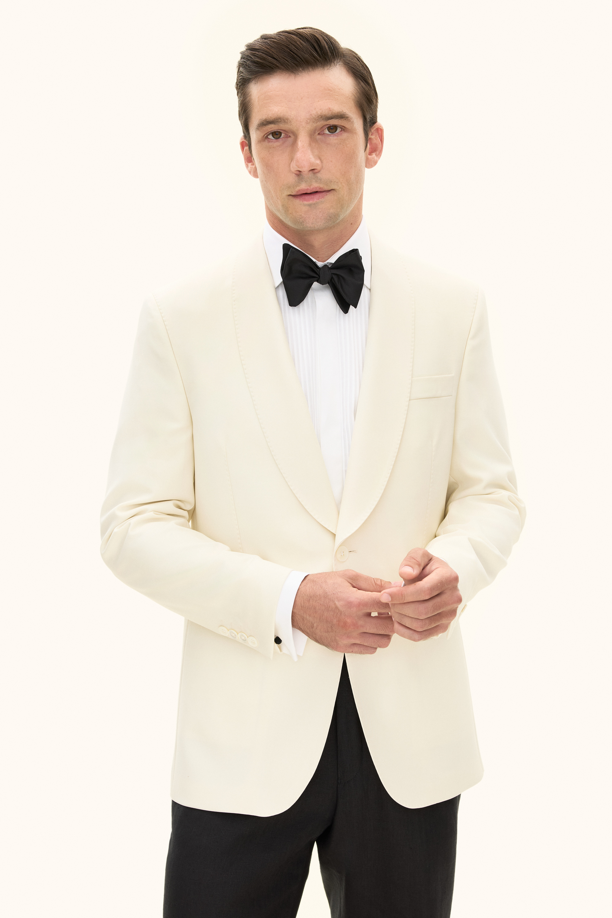 Regular Fit Tuxedo Trousers - White | Oscar Jacobson