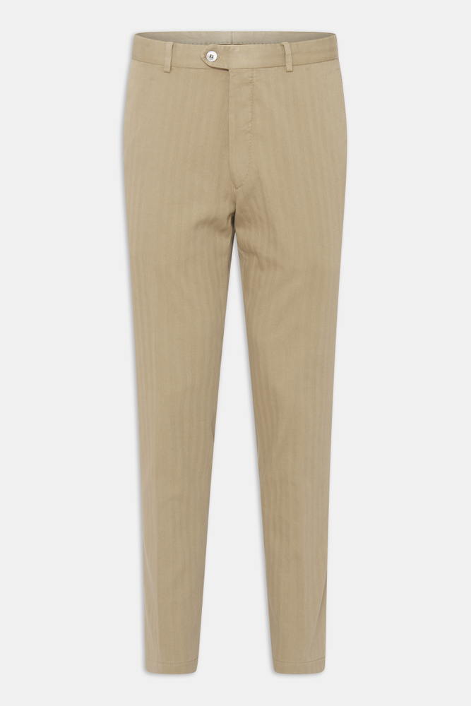 Slim Fit Herringbone Fiskebensmønstrede Bukser