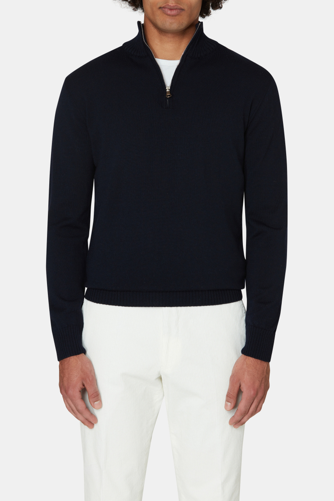 Regular Fit Half Zip Trøje Merinould